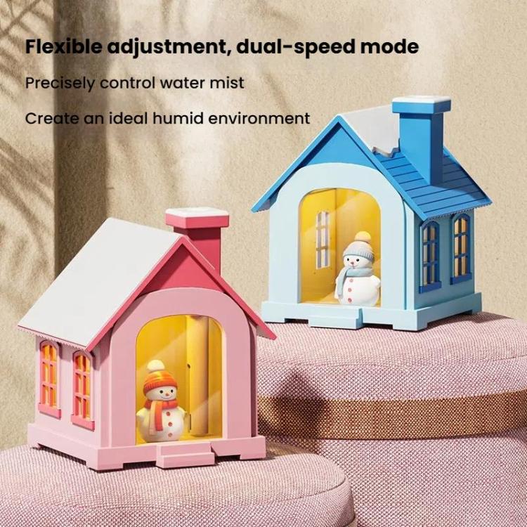 500ML Portable Mini Snow House Humidifier USB Desktop Snowman Colorful Ambient Light Air Humidifiers, Size: Plug-in(Brown)