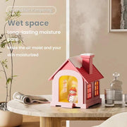 500ML Portable Mini Snow House Humidifier USB Desktop Snowman Colorful Ambient Light Air Humidifiers, Size: Plug-in(Pink)