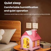 500ML Portable Mini Snow House Humidifier USB Desktop Snowman Colorful Ambient Light Air Humidifiers, Size: Plug-in(Blue)