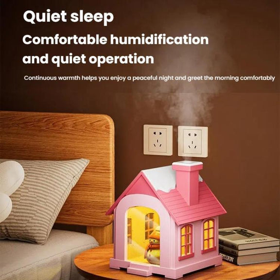 500ML Portable Mini Snow House Humidifier USB Desktop Snowman Colorful Ambient Light Air Humidifiers, Size: Rechargeable(Blue)