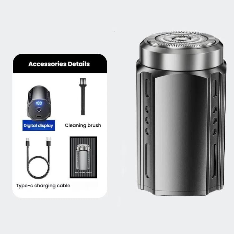 Portable Electric Shaver for Men with LCD Display ��� Travel-Friendly Mini Shaver, USB Type-C Fast Charging, Water-resistant & Washable Design, Style: Floating Blade Black