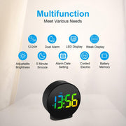 EDUP EH-8816 Simple Digital Electronic Clock Night Light Battery Plug-in Dual Power Mode Alarm Clock(Black Case Colorful Letter)