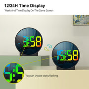 EDUP EH-8816 Simple Digital Electronic Clock Night Light Battery Plug-in Dual Power Mode Alarm Clock(White Case Colorful Letter)