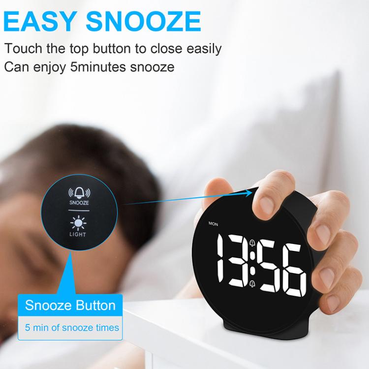 EDUP EH-8816 Simple Digital Electronic Clock Night Light Battery Plug-in Dual Power Mode Alarm Clock(Black Case White Letter)