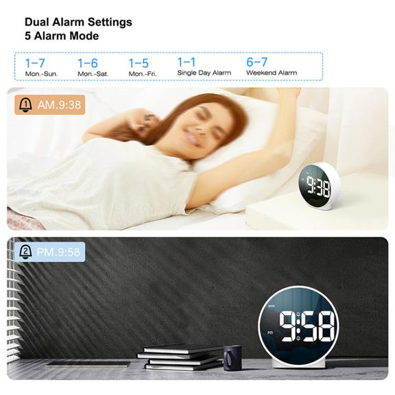 EDUP EH-8816 Simple Digital Electronic Clock Night Light Battery Plug-in Dual Power Mode Alarm Clock(White Case White Letter)