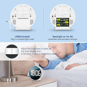 EDUP EH-8816 Simple Digital Electronic Clock Night Light Battery Plug-in Dual Power Mode Alarm Clock(Black Case Colorful Letter)