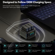 For GoPro HERO13 Black Super Fast Charger Dock Battery Charging Station With OLED Screen Display(Transparent Black)