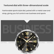 SKMEI Business Casual Watches Diamond Case Luminous Water-resistant Quartz Watch, Style: Men Silver Case Silver Dial