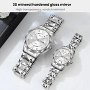 SKMEI Business Casual Watches Diamond Case Luminous Water-resistant Quartz Watch, Style: Men Silver Case Silver Dial
