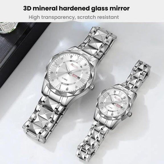 SKMEI Business Casual Watches Diamond Case Luminous Water-resistant Quartz Watch, Style: Women Silver Case Blue Dial