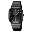 SKMEI 9361 Steel Strap Textured Dial Watch Business Casual Square Quartz Watch, Style: Black Case Black Dial - free shipping - PMC TechLife - Order now!