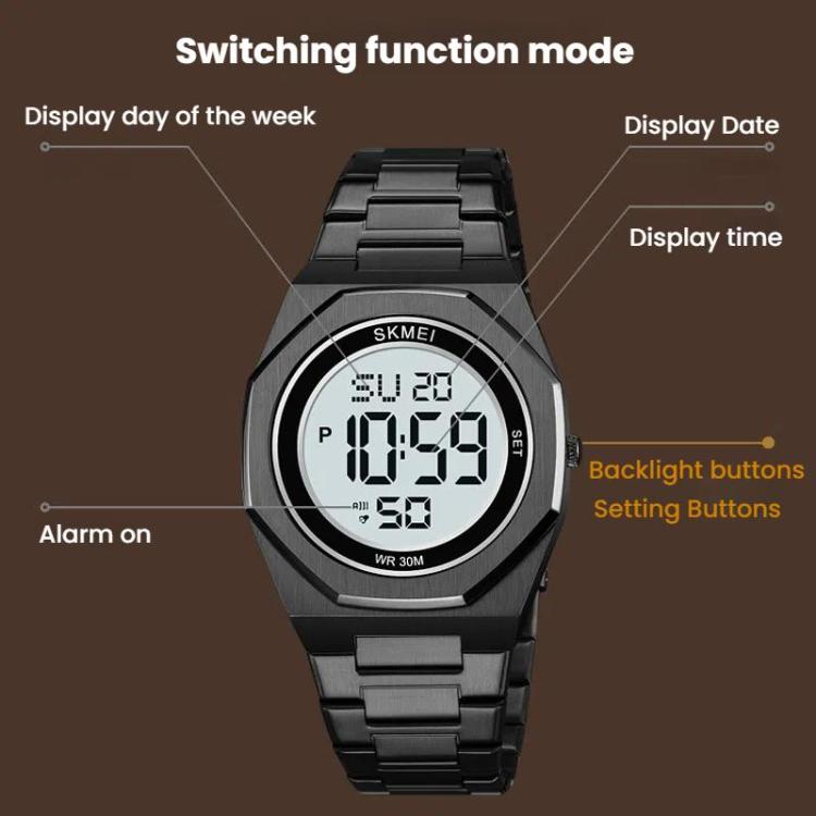 SKMEI 2479 Men Business Casual Multi-Function Chronograph Electronic Watch(Silver)