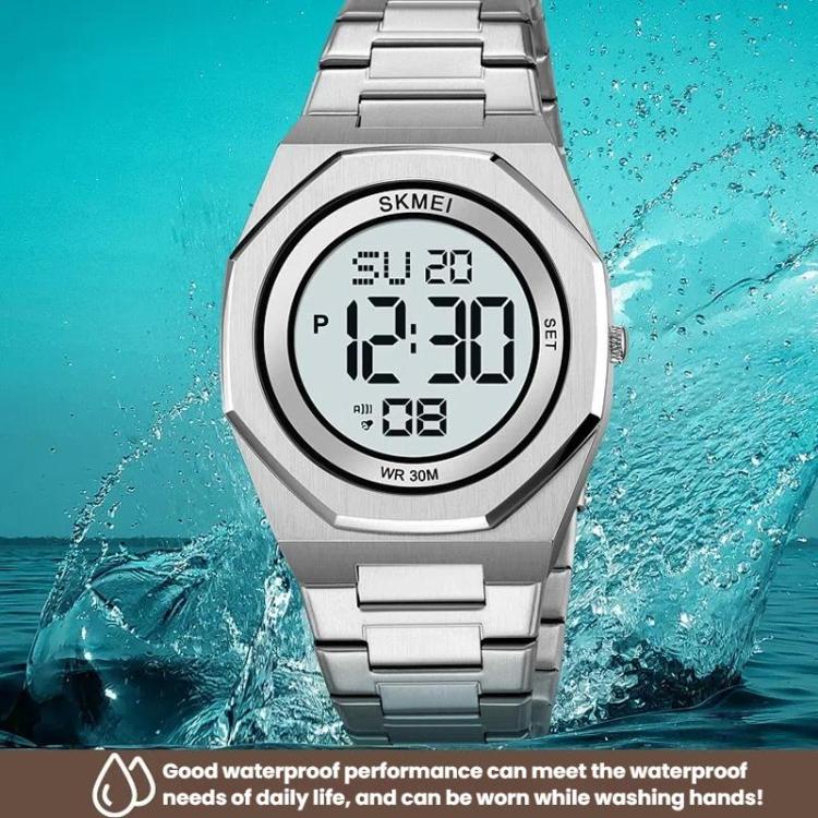 SKMEI 2479 Men Business Casual Multi-Function Chronograph Electronic Watch(Silver)