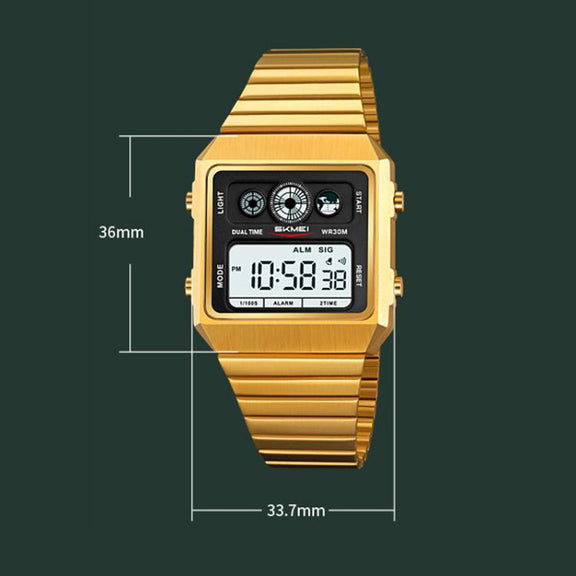 SKMEI 2450 Men Business Multifunctional Watch Casual Water-resistant Square Electronic Watch(Silver)