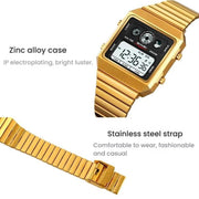 SKMEI 2450 Men Business Multifunctional Watch Casual Water-resistant Square Electronic Watch(Silver)