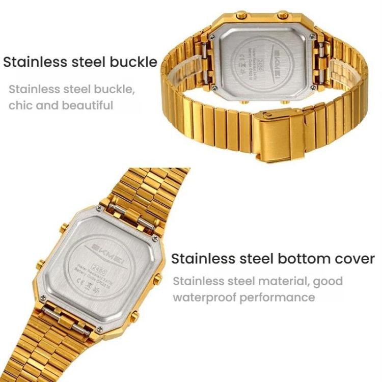 SKMEI 2450 Men Business Multifunctional Watch Casual Water-resistant Square Electronic Watch(Silver)