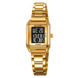 SKMEI 2493 Small Women Electronic Watch Square Steel Strap Watch, Style: Gold Case Black - free shipping - PMC TechLife - Order now!