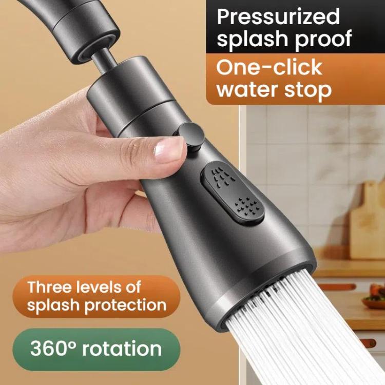 Kitchen Universal Faucet Extender Sink Connector Spout Swivel Faucet Splash Guard(Gray)
