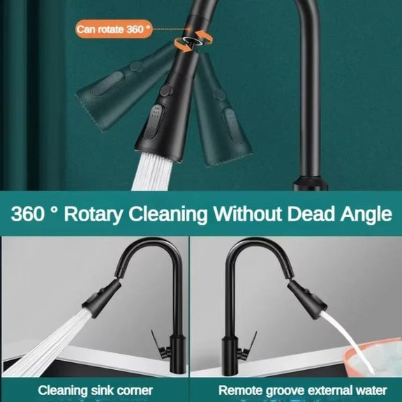 Kitchen Universal Faucet Extender Sink Connector Spout Swivel Faucet Splash Guard(Black)