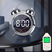 12/24H LED Screen Alarm Clock Loud Metal Clock With Night Light Plug-In Children Clock(Black)