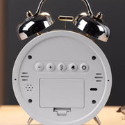 12/24H LED Screen Alarm Clock Loud Metal Clock With Night Light Plug-In Children Clock(White)