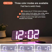 RGB Color Changing 3D Digital Clock With Voice Control, Adjustable Brightness, Temperature Display & Remote, Spec: Upgraded Humidity White