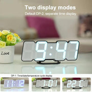 RGB Color Changing 3D Digital Clock With Voice Control, Adjustable Brightness, Temperature Display & Remote, Spec: Ordinary White