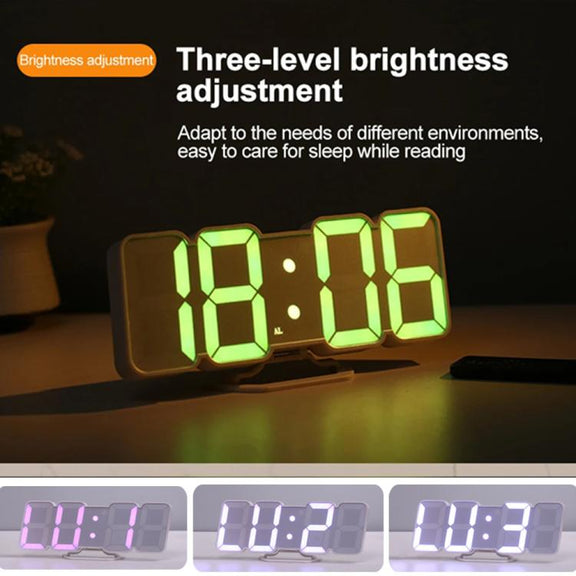 RGB Color Changing 3D Digital Clock With Voice Control, Adjustable Brightness, Temperature Display & Remote, Spec: Ordinary Black