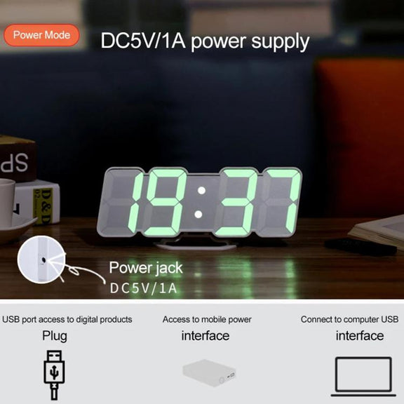 RGB Color Changing 3D Digital Clock With Voice Control, Adjustable Brightness, Temperature Display & Remote, Spec: Ordinary Black
