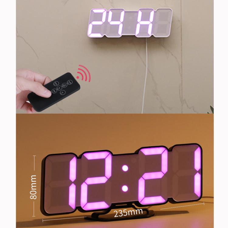 RGB Color Changing 3D Digital Clock With Voice Control, Adjustable Brightness, Temperature Display & Remote, Spec: Upgraded Humidity White