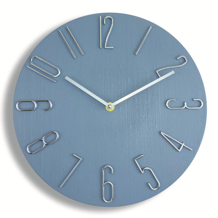 12 Inch Frameless Minimalist Wall Clock Silent Modern Quartz Clock for Living Room, Bedroom, Kitchen, Color: Blue Gray