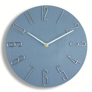 12 Inch Frameless Minimalist Wall Clock Silent Modern Quartz Clock for Living Room, Bedroom, Kitchen, Color: Blue Gray