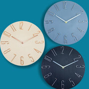 12 Inch Frameless Minimalist Wall Clock Silent Modern Quartz Clock for Living Room, Bedroom, Kitchen, Color: Blue Gray