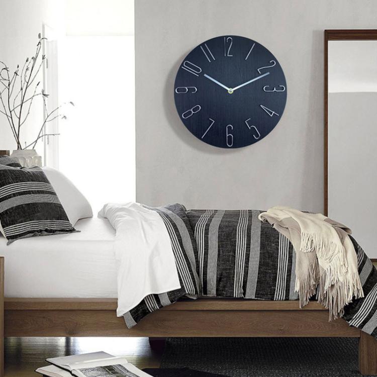 12 Inch Frameless Minimalist Wall Clock Silent Modern Quartz Clock for Living Room, Bedroom, Kitchen, Color: Black