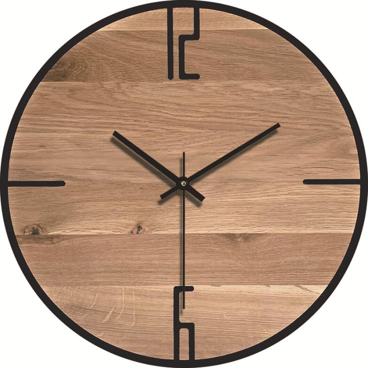 12-inch Imitation Wood Grain Texture Decorative Wall Clock Silent Quartz Clock Holiday Gift HR-CMW14