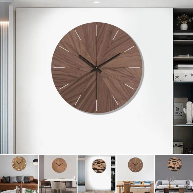 12-inch Imitation Wood Grain Texture Decorative Wall Clock Silent Quartz Clock Holiday Gift HR-CMW20