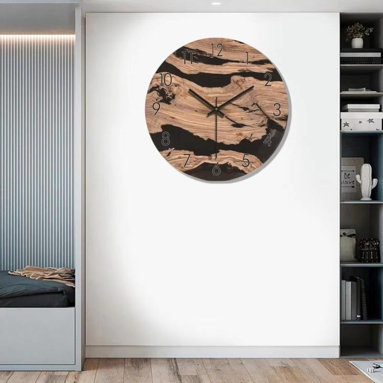 12-inch Imitation Wood Grain Texture Decorative Wall Clock Silent Quartz Clock Holiday Gift HR-CMW01