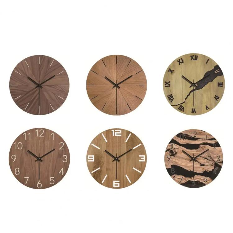 12-inch Imitation Wood Grain Texture Decorative Wall Clock Silent Quartz Clock Holiday Gift HR-CMW03