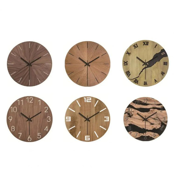 12-inch Imitation Wood Grain Texture Decorative Wall Clock Silent Quartz Clock Holiday Gift HR-CMW20