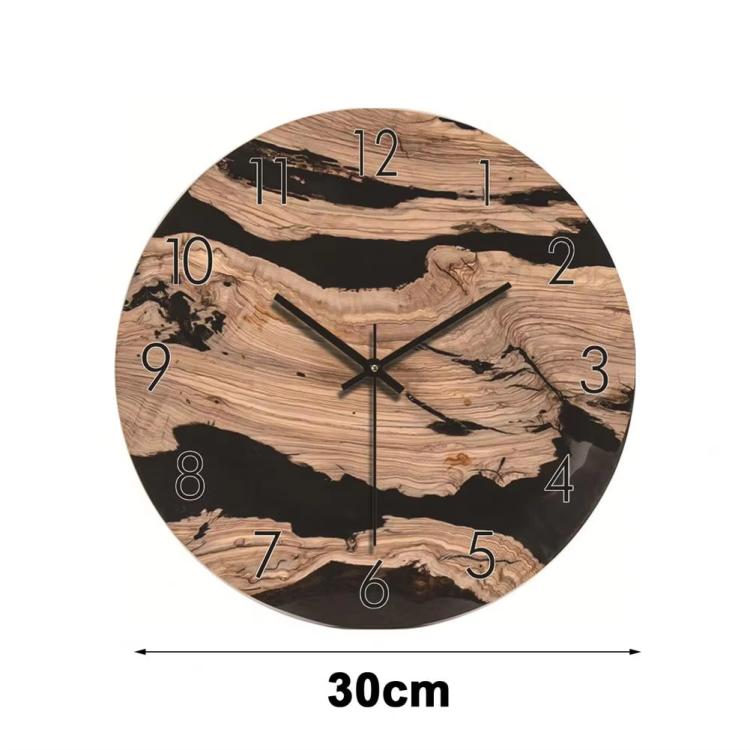 12-inch Imitation Wood Grain Texture Decorative Wall Clock Silent Quartz Clock Holiday Gift HR-CMW21