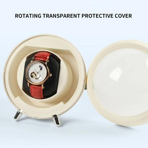 Smart Watch Winder With Anti-Magnetic Protection Silent Operation Dual Power Modes USB/Battery(White)