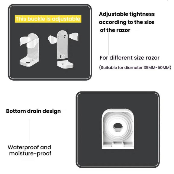 3pcs /Pack Adhesive Hook Rack for Electric Razors Shaver & Beauty Tool Organizer Semi-Open Design for Easy Access(White)