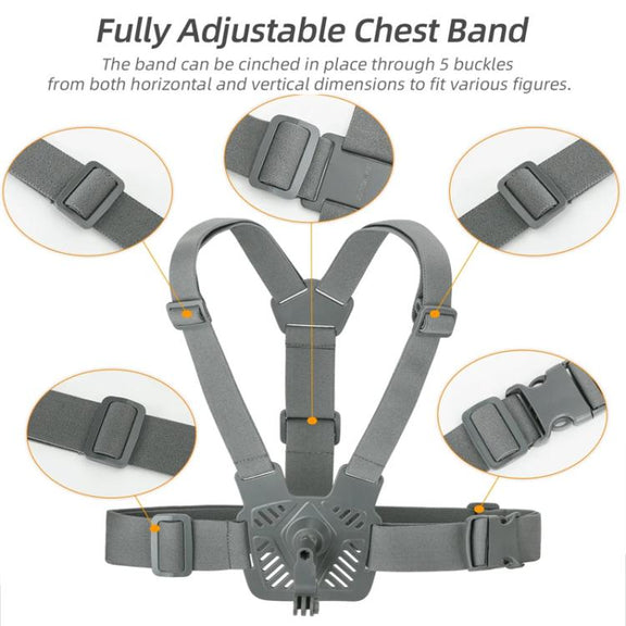 Sunnylife XD742 360 Degree Universal Sports Camera Chest Strap Mount(Gray)