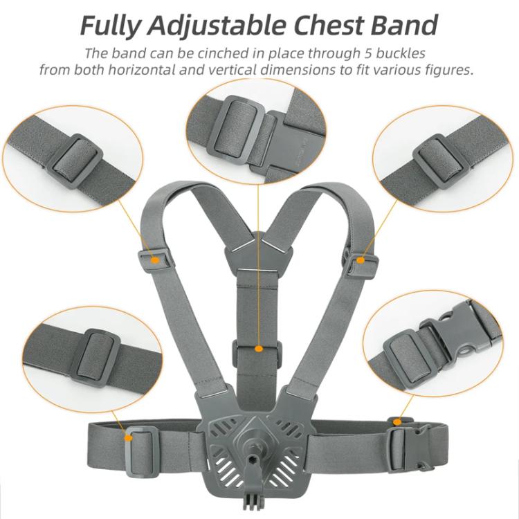 Sunnylife XD742 360 Degree Universal Sports Camera Chest Strap Mount(Gray)