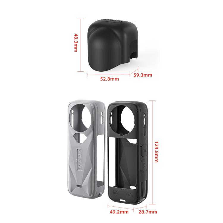 aMagisn Body Case For Insta360 X5 Action Camera Protective Accessories Gray