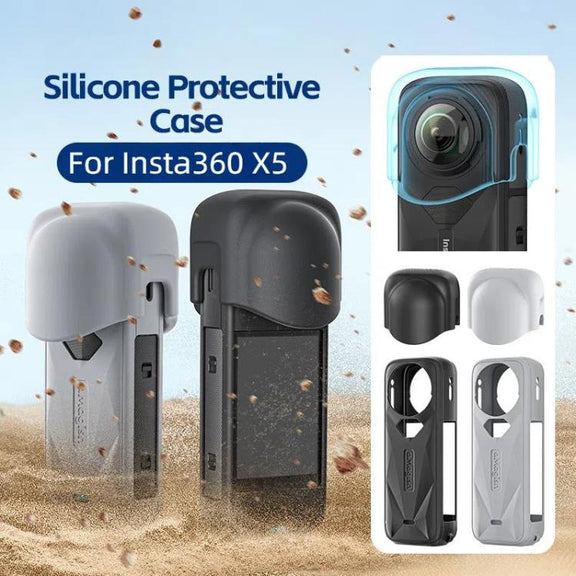 aMagisn Body Case+Lens Cap For Insta360 X5 Action Camera Protective Accessories Gray