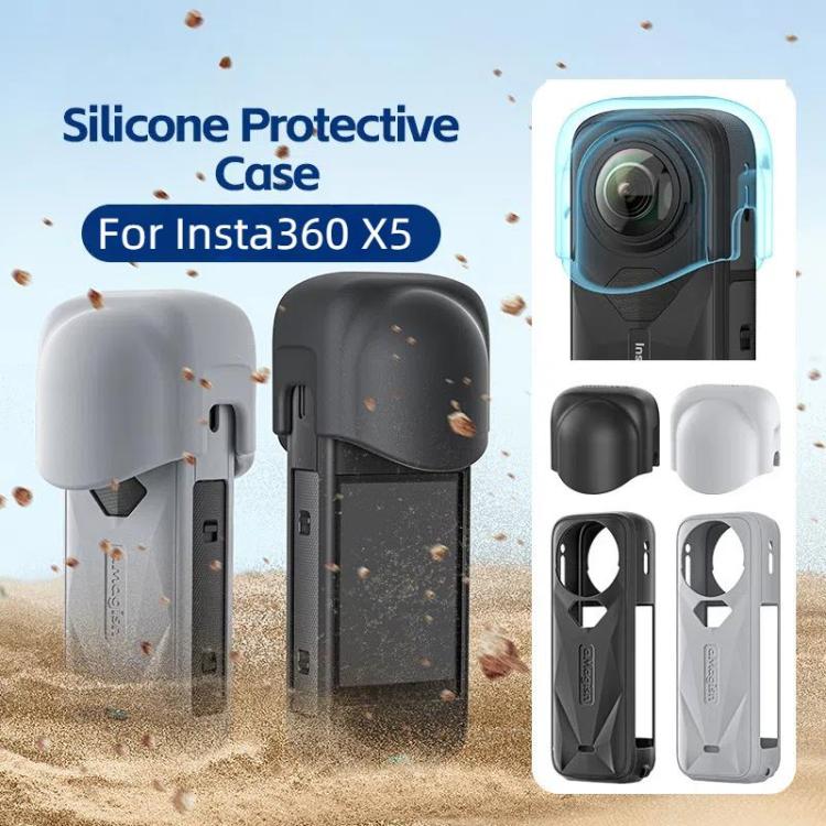 aMagisn Body Case+Lens Cap For Insta360 X5 Action Camera Protective Accessories Black