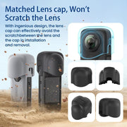 aMagisn Body Case+Lens Cap For Insta360 X5 Action Camera Protective Accessories Black