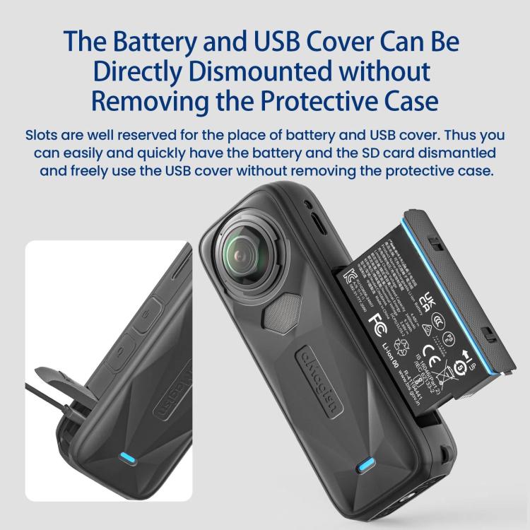 aMagisn Body Case For Insta360 X5 Action Camera Protective Accessories Black