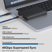 QGeeM USB4 Type-C PD 240W Fast Charging Cable With Digital Display, 40Gbps Data Transfer, 8K 60Hz Video Output For Laptop/Phone/Tablet 1m